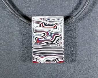 Fordite Necklace, Bead Necklace With Black Leather Cord, Michigan Fordite, Fordite Bead, Fordite Bead, Michigan Gift