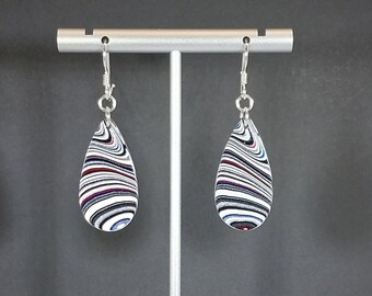 Michigan Fordite Earrings with Sterling Silver Ear Wires Gift for Her Neutral Colors Earrings