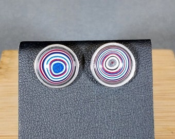 Fordite Earring, Stainless Steel, Awesome Colors, Fordite Stud Earring, Gift for Her