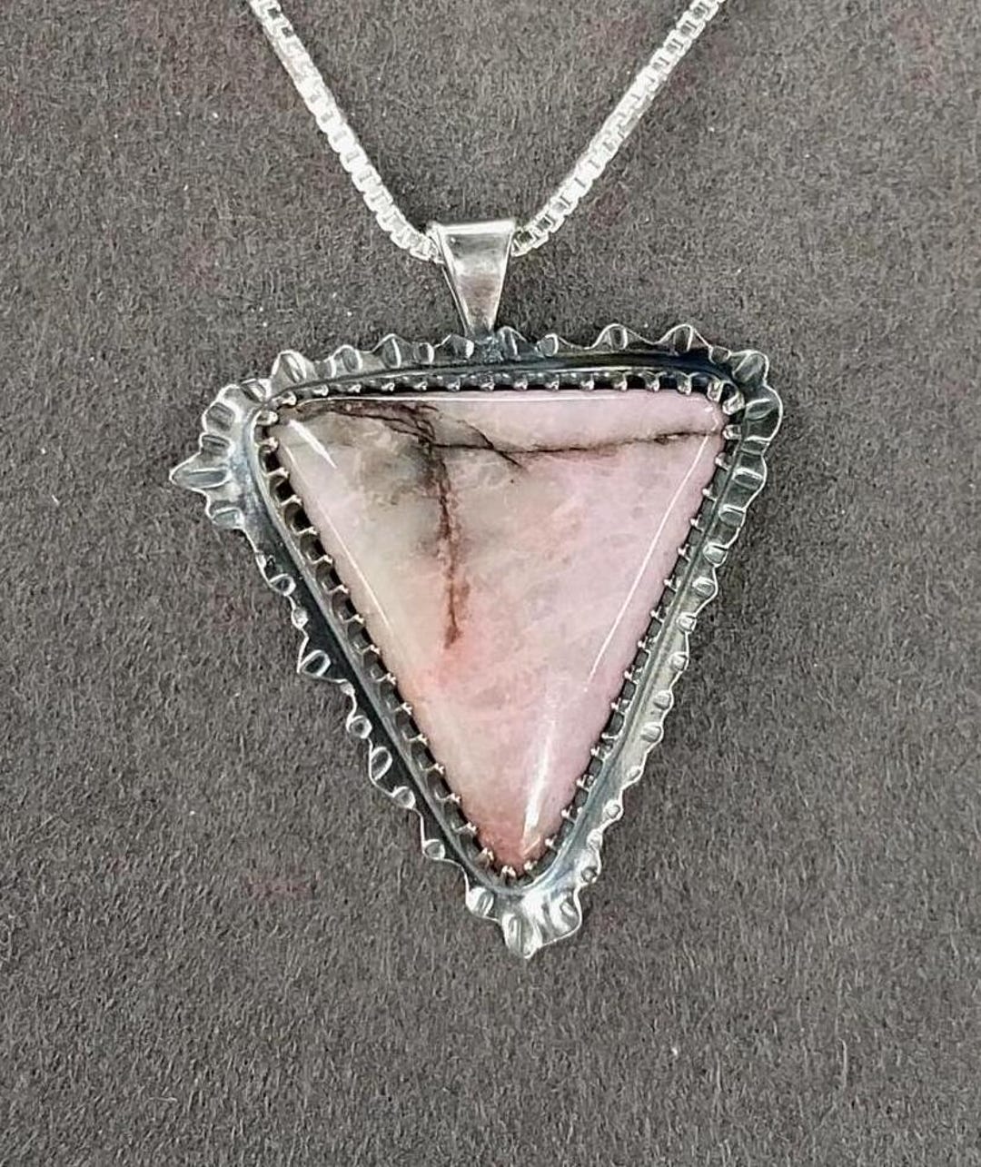 California Rhodonite Silver Necklace, Inverted Triangle, LGBTQ Necklace ...