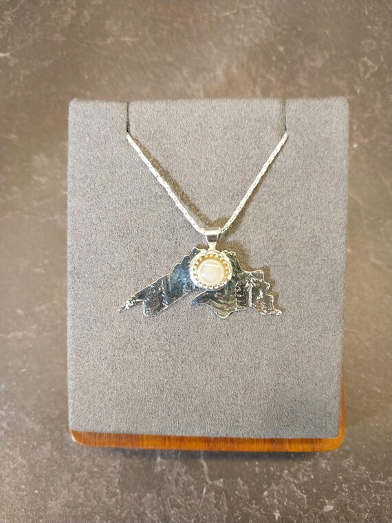 Lake Superior Agate Necklace in Solid Sterling Silver with Yellow Eye Agate