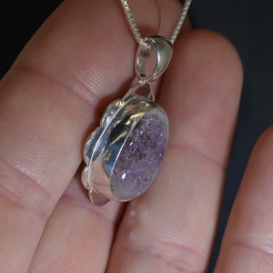 Amethyst Geode Necklace, Solid Sterling Silver, Thunder Bay Amethyst, Lake Superior Region, Natural Geode Necklace image 6