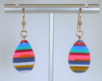 Surfite Earring, Gold Filled Ear Wires, Recycled Surf Board Resin, Surf Jewelry, Colorful Earrings