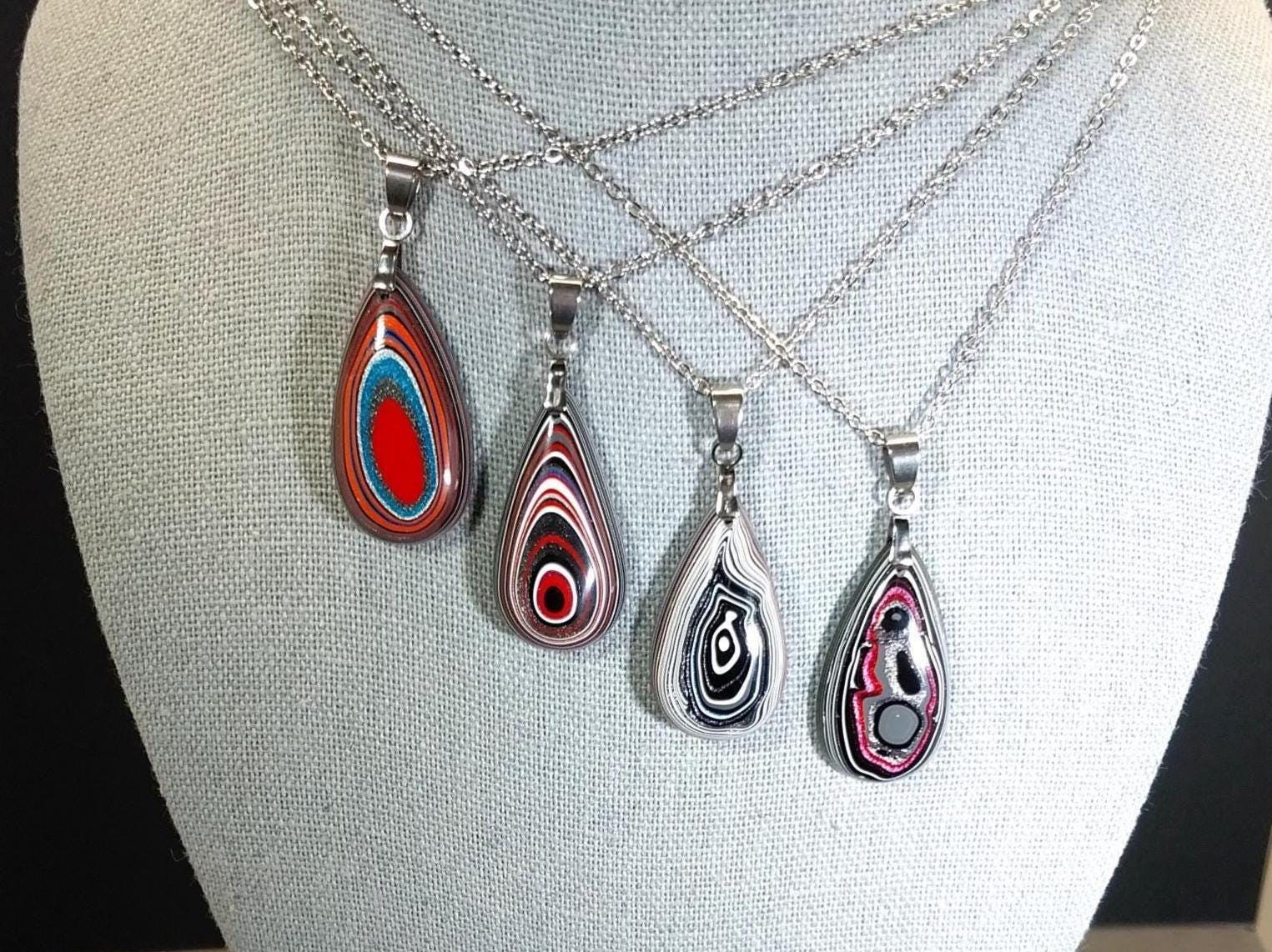 Fordite Necklace, Pick Your Color Option, Toledo Ohio Fordite, Fordite Pendant, Chain Included, Fordite Gift