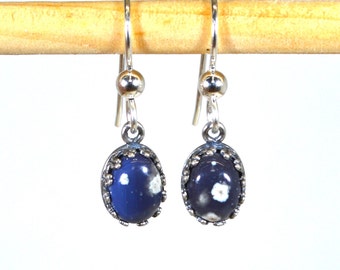 Leland Blue Earrings in Antiqued Sterling Silver a Recycled Material From Ashland Wisconsin