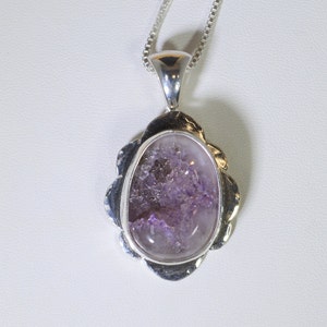 Amethyst Geode Necklace, Solid Sterling Silver, Thunder Bay Amethyst, Lake Superior Region, Natural Geode Necklace image 1