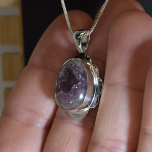 Amethyst Geode Necklace, Solid Sterling Silver, Thunder Bay Amethyst, Lake Superior Region, Natural Geode Necklace image 5