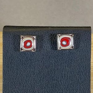 Fordite Earring, TINY, Solid Sterling Silver, Fordite Post Earring, Men or Women Fordite Earrings, Stud Earring Fordite