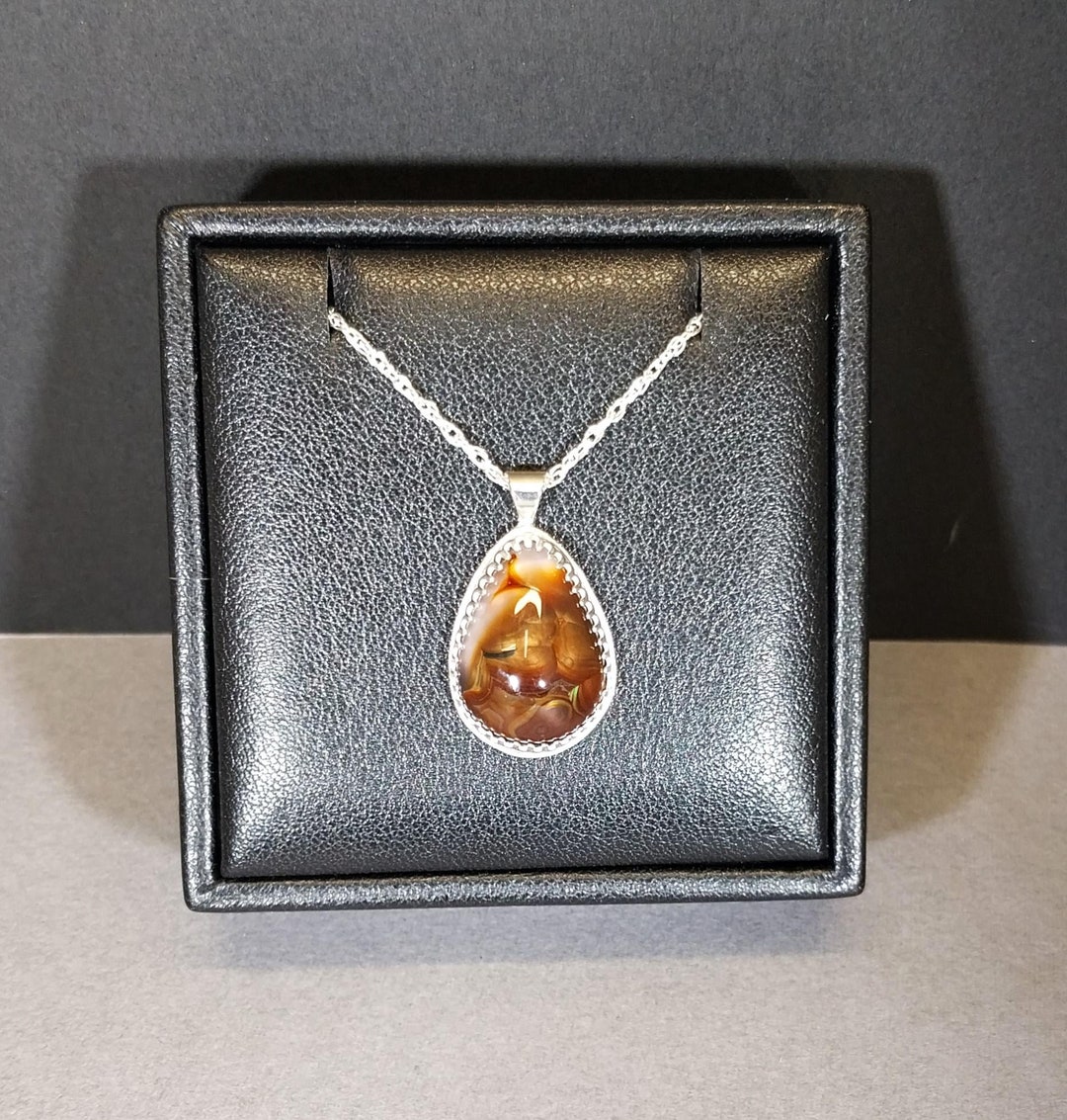 Fire Agate Necklace, 925 Sterling Silver, Stunning Mexican Fire Agate ...