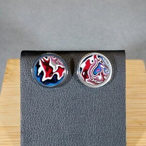 Boucle d'oreille en fordite avec ROSE en acier inoxydable, une boucle d'oreille de plus grande taille dans un nouveau design image 3