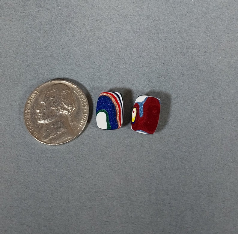 Fordite Cabochons in Small Rectangles Fordite Cabochon Pair for Making Earrings image 2