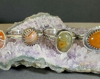 Lake Superior Agate Silver Ring, Choose Yours! Lake Superior Agate Jewelry, Lake Superior Agate Sterling Silver Rings, Gift for Her Agate