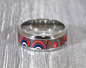 Fordite Ring, Size 10 1/4, Fordite Channel Ring, USA Handmade, Wisconsin Artist, Unisex Fordite Ring, Fordite, Fordite Jewelry, Men Fordite