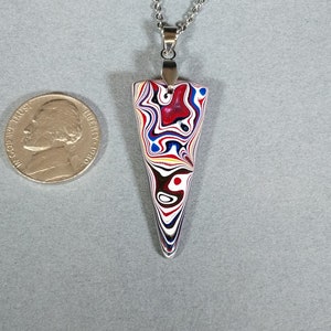 Fordite Necklace in Big Rig Fordite Inverted Triangle Shape is Reversible with Great Colors Chain Included image 4