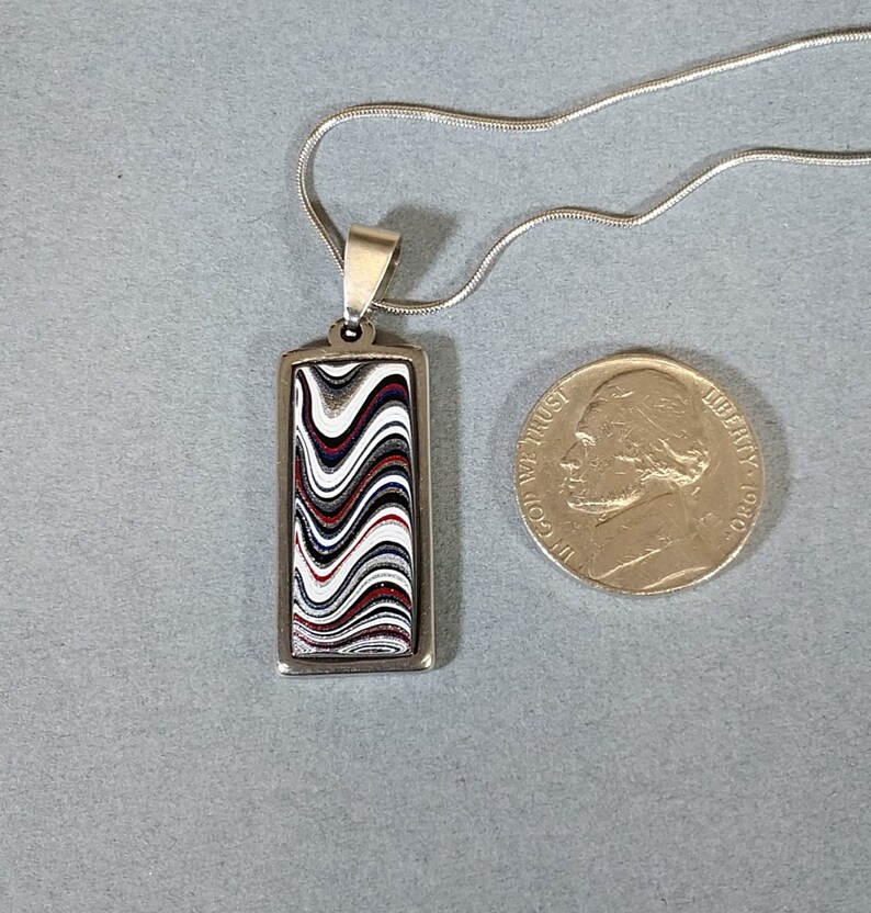 Fordite Necklace Michigan Fordite in a Rectangular Setting Gift for Him or Her image 3