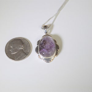 Amethyst Geode Necklace, Solid Sterling Silver, Thunder Bay Amethyst, Lake Superior Region, Natural Geode Necklace image 2