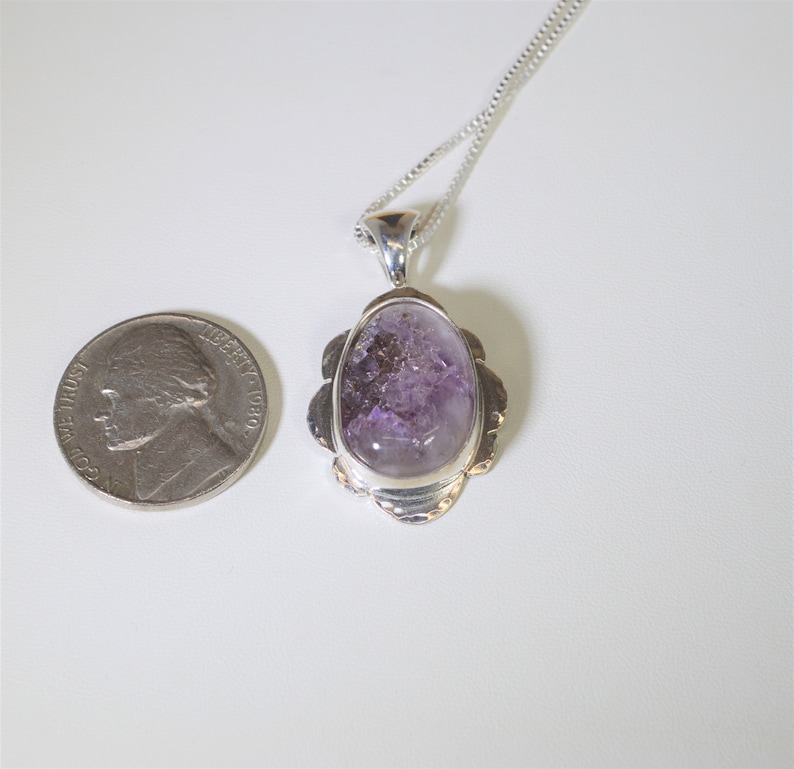 Amethyst Geode Necklace, Solid Sterling Silver, Thunder Bay Amethyst, Lake Superior Region, Natural Geode Necklace image 2