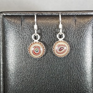 Fordite Earring, Solid Sterling Silver Settings and Ear Wires, Vette Fordite Earrings, Unique Handcrafted