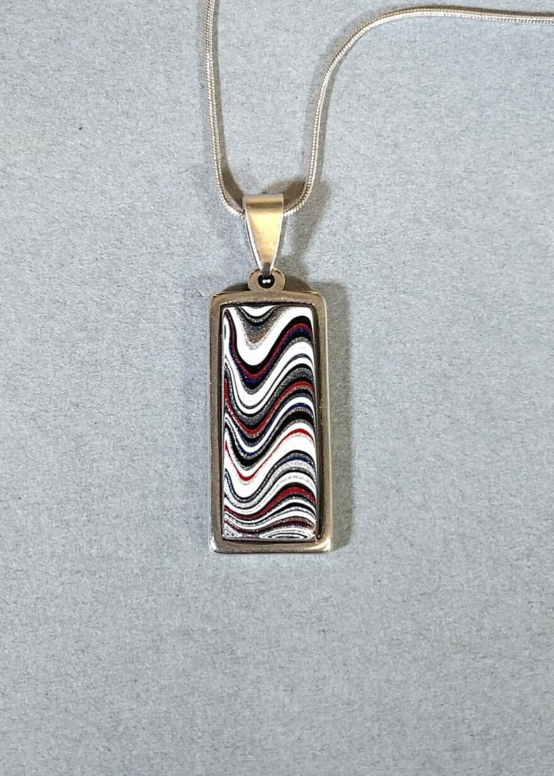 Fordite Necklace Michigan Fordite in a Rectangular Setting Gift for Him or Her image 1