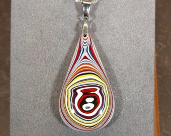 Handcrafted Fordite Necklace, Vintage Inspired Jewelry, Automotive Art, Stylish Pendant