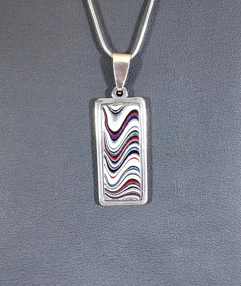 Fordite Necklace Michigan Fordite in a Rectangular Setting Gift for Him or Her image 2