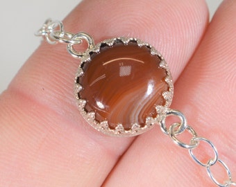 Lake Superior Agate Bracelet, Solid Silver, Orange Lake Superior Agate, Minnesota Agate, Minnesota Gift