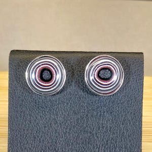 Fordite Earring, Solid Silver .925, Large Fordite Studs 10 mm, Colorful Earrings, Fordite Jewelry, Fordite Silver Earring