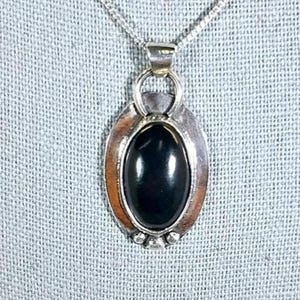 Nevada Black Jade Necklace, Solid Silver 925, Small Black Jade Pendant, Jade Pendant, USA Jade, Natural Black Stone