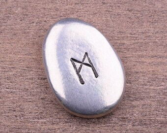 Mannaz Rune Stone, Pocket Stone, Friendship Token, Humankind and Awareness Rune, Planning Cooperation and Analysis Charm