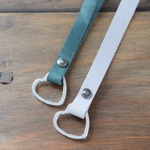 Personalized Leather Wristlet Keychain with a Heart Key Ring, Leather Wrist Lanyard for Keys, Leather Wrist Keychain, Leather Key Holder