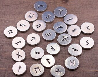 Rune Set, Elder Futhark Set of Runes, Rune Stone Set, Hand Stamped Runes, Rune Charms