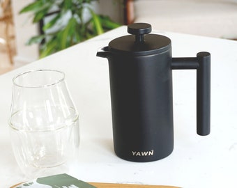 Yawn French Press | Matt Black Duel Walled Stainless Steel Cafetiere For Fresh Coffee By Yawn