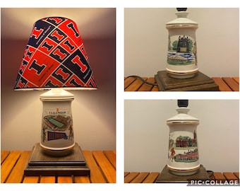 University of Illinois Chief Illinwek Bourbon Whiskey Decanter Lamp, NCAA College Football Sports Stitzel Weller