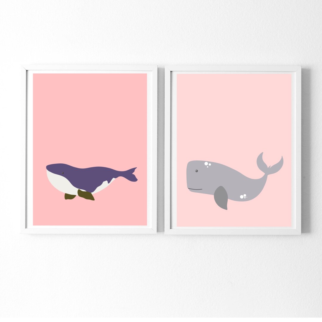Nursery Print Set Whale Print Nursery Whale Decor Whale Etsy
