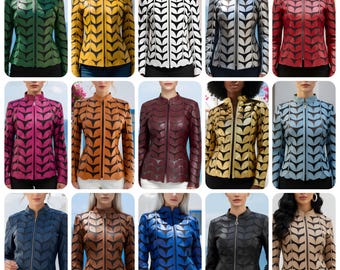Handmade Lambskin Leather Leaf Jacket - Sheer Lightweight Design
