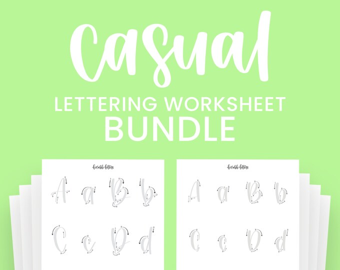 Casual Lettering Worksheet Bundle