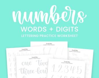 Numbers Lettering Worksheet | Learn to Letter | Lettering Beginners | Hand Lettering and Modern Calligraphy Guide