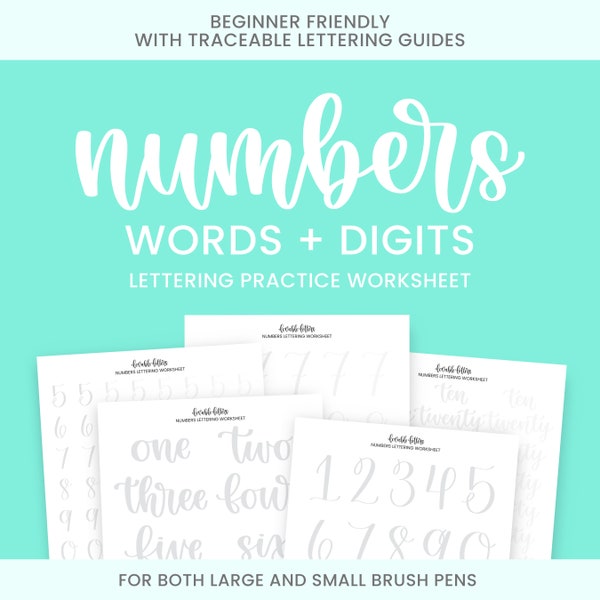 Numbers Lettering Worksheet | Learn to Letter | Lettering Beginners | Hand Lettering and Modern Calligraphy Guide