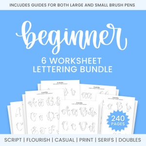 Pacote de planilhas de letras para iniciantes | Aprenda a Letrar | Letras Iniciantes | Guia de letras manuais e caligrafia moderna | Prática de roteiro
