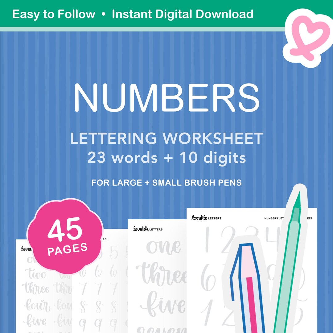 Numbers Lettering Worksheet | Practice Writing Digits With a ...