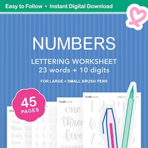 Numbers Lettering Worksheet | Practice Writing Digits with a Calligraphy Style Twist