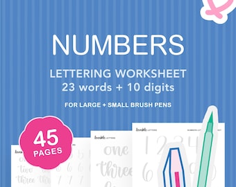 Numbers Lettering Worksheet | Practice Writing Digits with a Calligraphy Style Twist