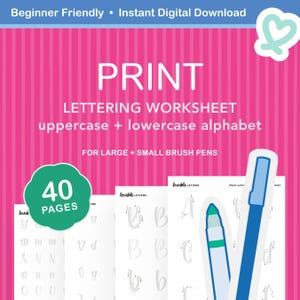 Print Alphabet Lettering Worksheet | Sans Serif Style for Clean and Legible Brush Pen Writing