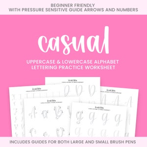 Casual Script Alphabet Schriftzug Arbeitsblatt | Lettering | Lettering Anfänger | Handlettering und moderne Kalligraphie Anleitung