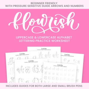 Flourish Alphabet Lettering Worksheet | Learn to Letter | Lettering Beginners | Lettering Calligraphy Guide | Lettering Practice