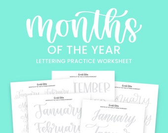 Months of the Year Lettering Worksheet