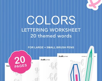 Colors Lettering Worksheet | Color-Themed Words for Modern Calligraphy Practice