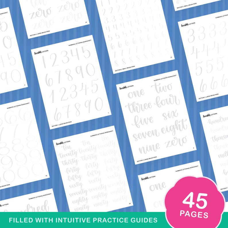 Numbers Lettering Worksheet | Practice Writing Digits With a ...