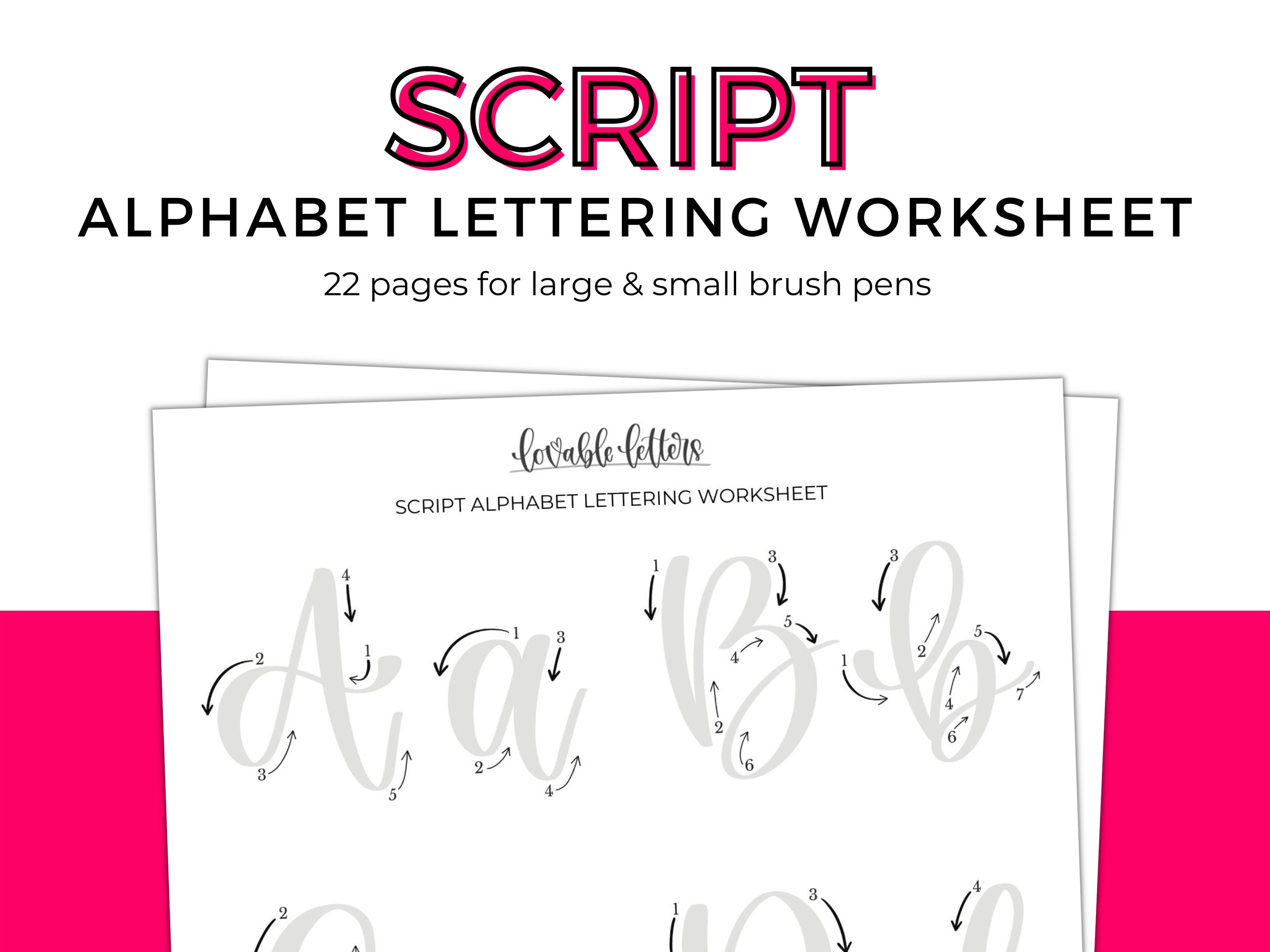Script Alphabet Lettering Worksheet Learn to Letter Lettering