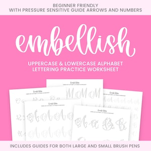 Verschönern Sie Alphabet-Beschriftungs-Arbeitsblatt | Lettering | Lettering Anfänger | Lettering Kalligraphie Anleitung | Lettering-Übung